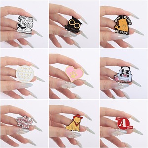 100 Broches de Esmalte Antiguo con Diseños de Animales de Dibujos Animados, Divertidos, Mágicos, con Texto, de Zinc, para Solapa, 4101-4200 0.27 QHXZ Níquel Negro - Product Image 3