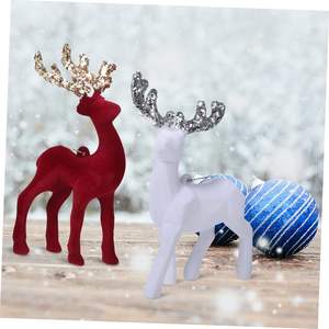 Navidad Flocking Plastic Flashing Reindeer <b>Christmas</b> Reindeer <b>Wooden</b> Elk Ornaments Xmas Holiday Decorations - Product Image 4