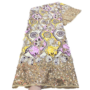 Vải Ren Laser Sáp Ankara Polyester Vải Tuyn Vải Ren Thêu Kim Sa Cho Trang Phục - Product Image 1