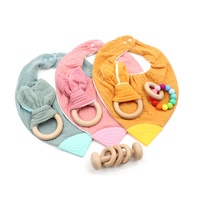 Hochet en bois sans BPA avec perles en silicone anneau dents jouet en bois de hêtre doux jouet pour bébé
