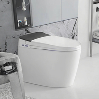 WC intelligent monobloc de luxe certifié ETL avec évacuation en S, télécommande incluse, capteur et chasse d'eau électrique automatique