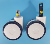 Roulettes médicales de 150 mm avec verrouillage central, tige courte, roues en PU pour chariot d'hôpital