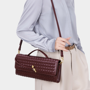 Borsa a <span class=keywords><strong>tracolla</strong></span> in pelle intrecciata con patta, versatile, orizzontale, da sera, per donna - Product Image 3