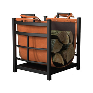 Black Fireplace Wood Stove Fire Log Holder Firewood Holder Handle Wood Storage Rack