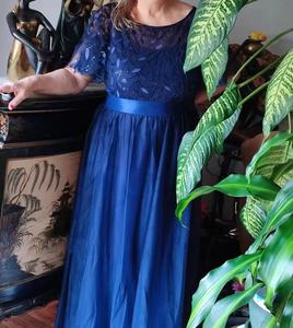 Primavera e autunno europeo e americano elastico in vita cucitura girocollo festa grande un abito <span class=keywords><strong>da</strong></span> sera in rete Swing abito <span class=keywords><strong>da</strong></span> donna - Product Image 5