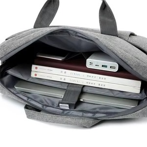 Sac pour ordinateur portable 15,6 pouces en tissu Oxford gris imperméable, personnalisé avec logo, motif géométrique, avec port USB antivol, unisexe, pour affaires, vente en gros - Product Image 4