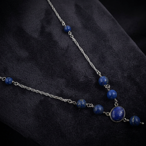 Collier pendentif Art Palace en argent 925 et lapis-lazuli, chaîne à perles classique, unisexe, à porter au quotidien - Product Image 3