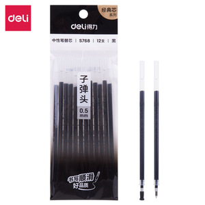 Recambios de bolígrafo Deli S768, tinta de gel negra de 0,5 mm para escribir, uso en oficina y estudiantes - Product Image 1