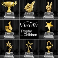Trophées en métal personnalisés en gros avec boule de verre optique K9, coupes en métal, récompenses en cristal pour enfants, mini-cadeaux étoiles, souvenirs, trophées sportifs