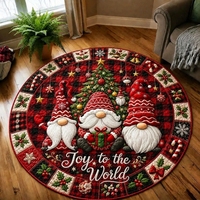 Tapis rond de Noël matelassé, motif flocon de neige ferroviaire, pour salon et chambre à coucher