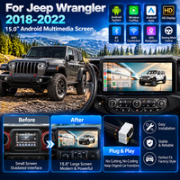 Radio Mobil Foforfor Layar 15" Carplay Android15 untuk Jeep Wrangler 2018-2022, GPS Navi DSP Head Unit, Garansi 2 Tahun