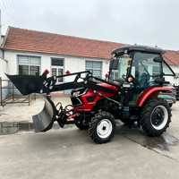 Trattore Agricolo Compatto con Cabina Certificato EPA Euro 5, Caricatore Frontale e Aratro, 4x4, per Giardinaggio e Spazzaneve