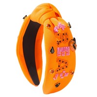 Aksesori Bando Kepala Labu Hantu Berhias Berlian dan Manik-manik Kain Gaya Baru Eropa dan Amerika untuk Wanita di Halloween