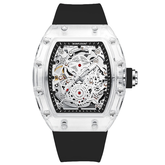 Transparent Wine Barrel Shape Waterproof Hollow Automatic Mechanical Watch Men ' s Watch Fashion Smart Watch