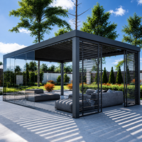 Pergola bioclimatique motorisée intelligente, imperméable, solaire, avec toit à lamelles ouvrables, dimensions personnalisées et pavillon