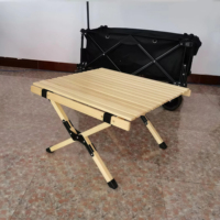 Table de camping pliante en bois, portable, pour pique-nique, table de camping Egg Roll, pour extérieur, jardin, pique-nique, voyage