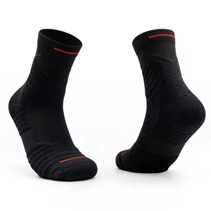Chaussettes de sport pour hommes en coton respirant avec revers antidérapants, motif jacquard, logo personnalisé, tricotées, pour la course et le basketball - Product Image 2