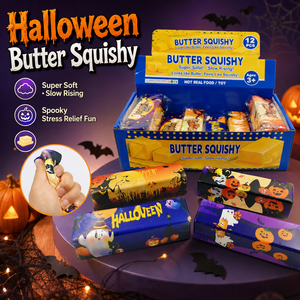 Halloween Pattern Butter Squishy Toy 12pcs/box Slow Rebound PU Sensory Food Fidget Toy for Anxiety Stress Relief Party <b>Gifts</b> - Product Image 4