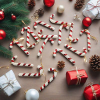 Grandes décorations de Noël durables en forme de canne à sucre multicolores pour fêtes, accessoires de déguisement en plastique, ornements suspendus