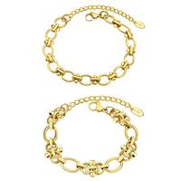 Bijoux faits à la main pour femmes hypoallergéniques Pvd plaqué or en acier inoxydable fleur chaîne bracelets pour dame