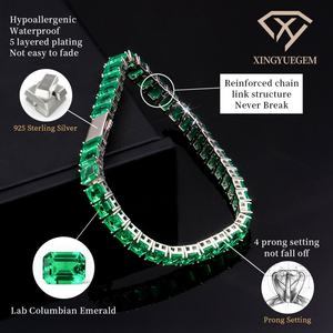 <b>Lab</b> Emerald Columbian Classic Tennis Bracelet 5x7mm 925 Silver Customizable Length Unisex - Product Image 3