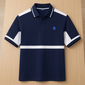 Chemise décontractée à manches courtes pour homme, col contrastant, respirante, pour le golf, l'été, le sport, avec logo personnalisé - Product Image 2