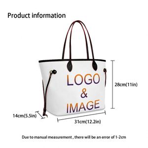 按需印花手提包定制女式柔软仿皮手提包单肩包大容量包购物者旅行钱包 - Product Image 5