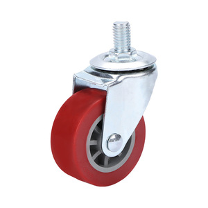 Wolverhampton PU Swivel Caster 2-Inch Red With Side Brake Screw Mount Universal Wheel - Product Image 4