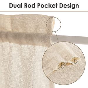 Voilages semi-transparents aspect lin pour portes françaises, portes <span class=keywords><strong>d</strong></span>'<span class=keywords><strong>entrée</strong></span>, fenêtres plates et baies vitrées, avec passe-tringle, 100% - Product Image 4