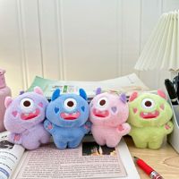 Porte-clés pendentif pour sac d'école en peluche de dessin animé mignon, petit monstre animal à un œil en fibres de polyester, vente en gros
