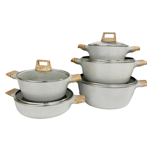 Lot de 10 ustensiles de cuisine en aluminium avec revêtement céramique, antiadhésifs, pour la cuisson domestique, comprenant une marmite à soupe - Product Image 1