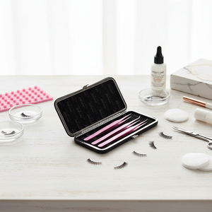 Pince à cils rose pointue avec étui personnalisé, en acier inoxydable japonais, modèle OEM CEC-EL-4161 pour fournitures d'extensions de cils - Product Image 3