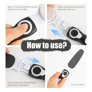 A prezzi accessibili Set di Pedicure professionale 4 In 1 Kit per la cura del <span class=keywords><strong>piede</strong></span> Multi-funzionale strumento di rimozione dei calli con 4 testine sostituibili - Product Image 6
