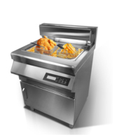 Friteuses à Induction Professionnelles 35L Grande Capacité, Commandes Tactiles, Robinet de Vidange d'Huile et Filtration Intégrée avec Meuble
