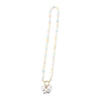Collier artisanal en acier inoxydable 316L avec perles pastorales et breloque papillon cœur en perle d'imitation baroque pour femme