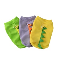 Vêtements mignons en polyester pour chiens et chats, motif dinosaure de dessin animé, respirants et confortables pour le printemps