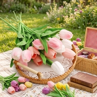 Fleur de tulipe artificielle réaliste en soie pour centre de table de mariage de luxe, décoration intérieure de maison et de bureau, art décoratif