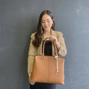 Elegant Durable <b>Synthetic</b> <b>Leather</b> Top Handle Bag Zipper Closure Gold Hardware Detachable Strap Casual Foldable Waterproof Tote - Product Image 1