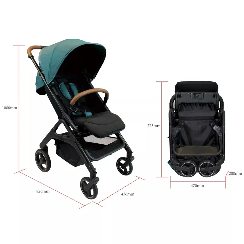 Reissysteem Gemakkelijk Vouwen Goede Kwaliteit Kinderwagen Mini Licht Gewicht 3 In 1 Polyester Aangepast Voor 6 Maanden-3 Jaar 4 Wielen