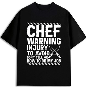T-shirt Chef Warning pour homme, 100% coton, coupe classique, manches courtes, imprimé avec motif, tissu jersey - Product Image 1