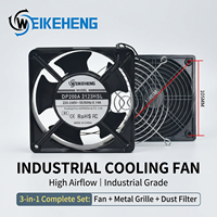 Ventilateur axial électrique 220-240V CA pour serveurs et armoires informatiques, kit de ventilation industriel 3-en-1 avec grille de protection métallique anti-poussière