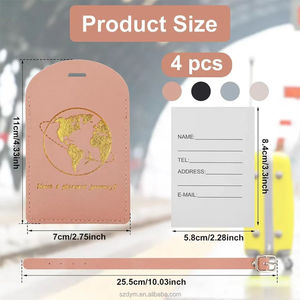 Etiqueta de equipaje de cuero PU de viaje personalizada, <span class=keywords><strong>identificador</strong></span> de etiqueta de <span class=keywords><strong>maleta</strong></span> con correa ajustable y cubierta de Protección de Privacidad - Product Image 3