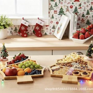 Plateau à fruits en bois Shijie en forme d'arbre, plateau à collation en bois massif pour les fêtes et la maison - Product Image 3