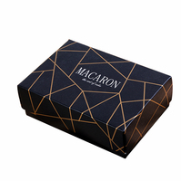 Boîte d'emballage personnalisée en papier pour Macaron, coffret noir pour aliments, biscuits, biscuits, gâteaux