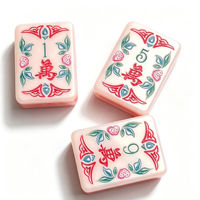 Ensemble de tuiles de mahjong américain de luxe en perles, 160 pièces, en acrylique, gravées motif pivoine, antidérapantes, avec tapis, cadeau