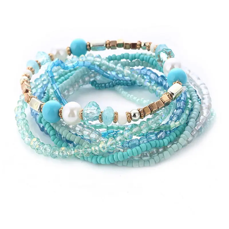 KinLing OEM pulsera de cuentas de Bohemian stretch bracelets stack crystal bead bracelet