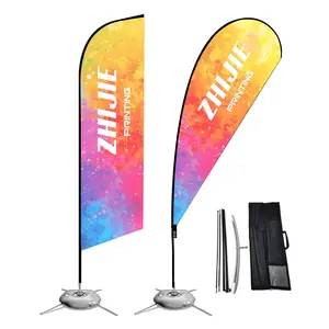Short lead time factory direct sales best price beach banner stand flying feather flag with plastic water base
