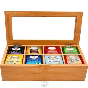 Cửa sổ Acrylic 8 ngăn nắp từ làm bằng túi trà tre tổ chức hộp trà bằng gỗ - Product Image 3