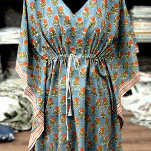 Wholesale Girls Summer Sustainable Direct Digital Printed Cotton <b>Kaftan</b> Handmade Beachwear - Product Image 1