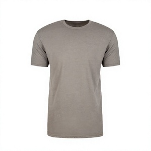 เสื้อยืดคอกลมแขนสั้นสีเทาล้วนทรงปกติสำหรับผู้ชาย ผ้าเจอร์ซีย์ถักแบบเรียบ สวมใส่สบาย - Product Image 4
